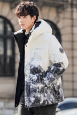 现货雪山款连帽时尚宽松轻薄白鸭绒扎染外套羽绒服R8833P100，男装羽绒服，星座301D-5(原星座1415）