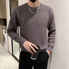 小伙风~2026秋季新款华夫格圆领套头毛衣M024/P65，男装针织衫/毛衣，电商B331
