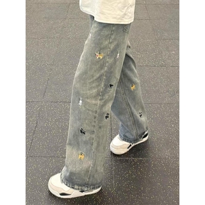 趣味小狗显瘦休闲直筒牛仔裤 -特P48-610A-K8321图片