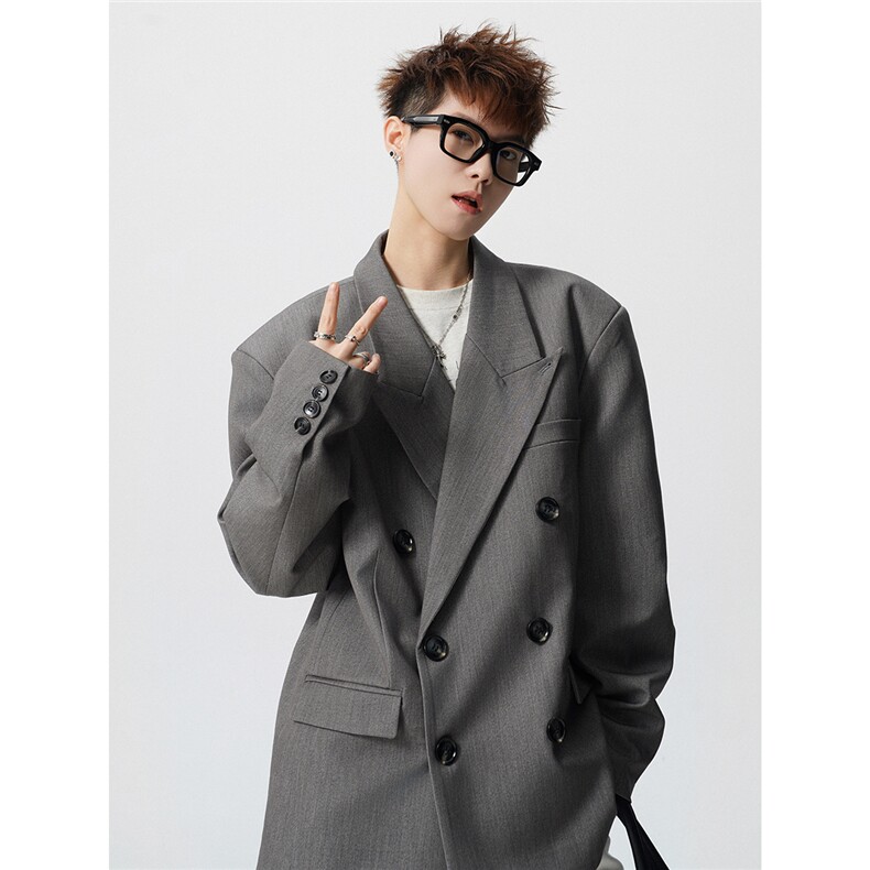 双排扣大码M-5XL西服男成分96%聚酯纤维4%氨纶XF78127P85控128，男装西服，星座227-7