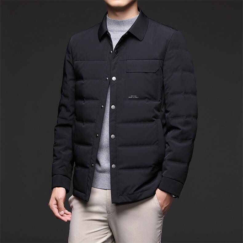 男装2023冬季新款羽绒服中年爸爸装商务休闲白鸭绒保暖男士外套图片
