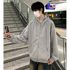 抖音得物高品质二开350克秋冬双头双拉链卫衣开衫外套W74，男装卫衣，电商A486-1
