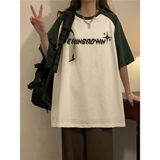 1中性大码M-5XL插肩袖设计情侣女美式潮短袖T恤男DT8794P35控49，男装T恤，星座226-2