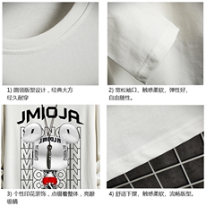 TX3214-P25加绒款-P35纯棉长袖t恤男大码圆领打底衫体恤网格，男装T恤，电商A040A