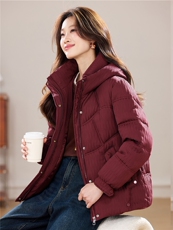 现货2025冬季新款休闲优雅时尚连帽加棉加厚女士棉服，女装棉衣/棉服，木子恋