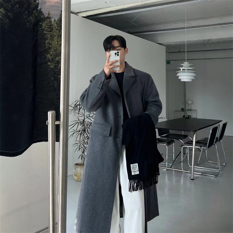 冬季新品毛呢大衣中长款休闲韩版过膝男风衣外套A430-24028P128，男装风衣，电商A430（原星座702）