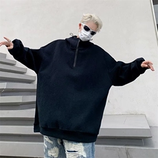 半拉链卫衣男秋季纯色潮流宽松重磅外套ins潮牌连帽衣服Q47/P50，女装短外套，星座506