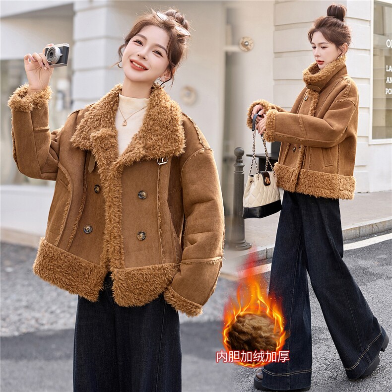 2025年冬季新款皮毛一体加厚外套，女装棉衣/棉服，蓝诺裳