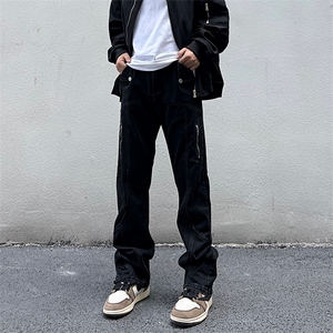 美式高街vibe风直筒长裤欧美痞帅男hiphop复古水洗牛仔裤图片