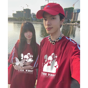 抖音得物高品质二开240克宽松纯棉美式潮牌三条杠织带短袖T恤图片