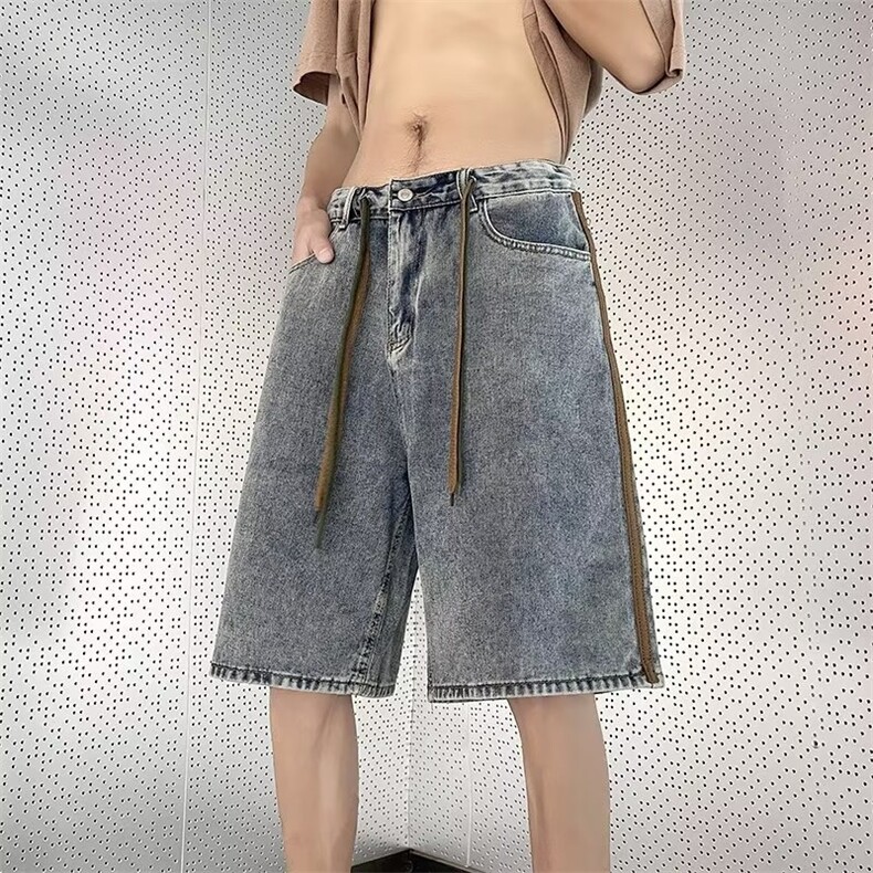 日系牛仔短裤男夏潮牌ins高街五分裤宽松美式休闲中裤N0759-P40,男装牛仔裤,星座308B-2