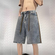 日系牛仔短裤男夏潮牌ins高街五分裤宽松美式休闲中裤N0759-P40，男装牛仔裤，星座308B-2