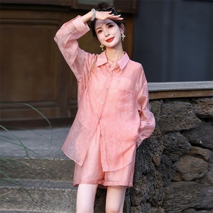 夏日焕新~轻薄天丝防晒衣套装女2025夏防晒衬衫休闲短裤两件套装图片