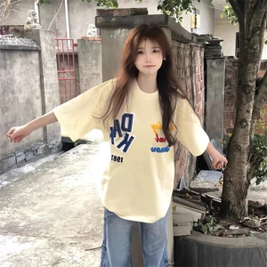 万针全刺绣工艺抖音得物高品质260克重磅纯棉双纱美式高街短袖T恤图片
