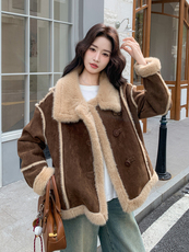 25冬季新款皮毛一体加绒加厚外套2B138-806-P185K280，女装短外套，2B138