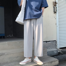 薄款冰丝裤潮流宽松九分抽绳百搭裤2023-特批20，男装休闲裤，星座718-1