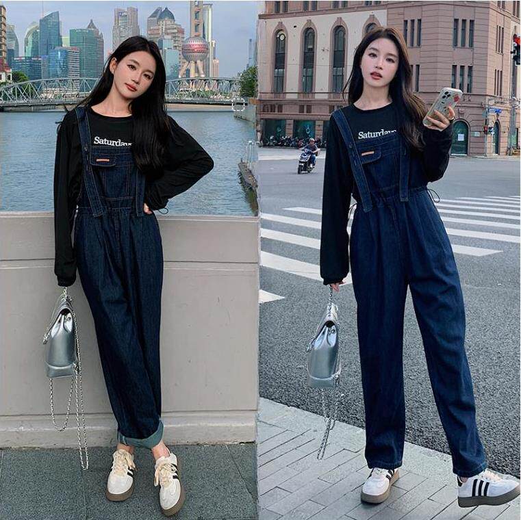 《高质现货》新品时尚抽绳口袋抽绳背带裤牛仔裤，女装牛仔裤，唛多