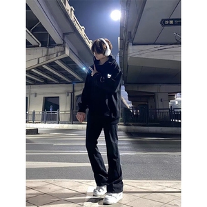 D1106-P38美式纯黑显高显瘦高弹直筒修身百搭微锥牛仔裤图片
