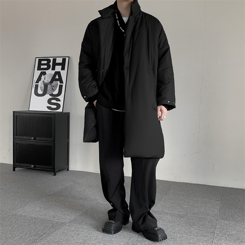 冬季2024山本风中长款暗黑棉服外套棉衣男加肥加大码胖子廓形衣服,男装棉衣,星座909