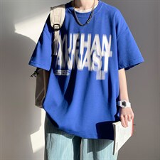 抖音供货、200克现货全棉印花宽松版型短袖T恤D223A-T2233-P25，男装T恤，电商019-1