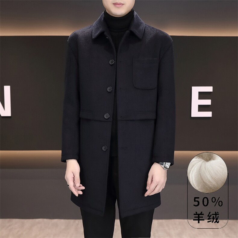 男士毛呢中长款大衣翻领羊毛呢子外套上衣N7916-P180,女装短外套,星座310B-3