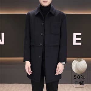男士毛呢中长款大衣翻领羊毛呢子外套上衣N7916-P180图片