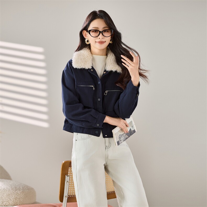 2025秋冬装新款加绒加厚短款外套,女装棉衣/棉服,梦芯尔
