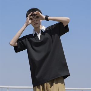 大码公版拼色翻领POLO衫男休闲图片