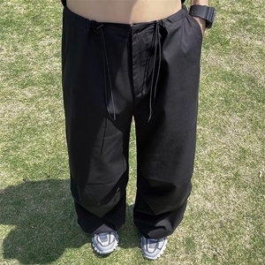 美式辣妹工装裤女夏季抽绳打褶宽松休闲裤垂感降落伞裤K4214-P34图片