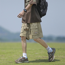 工装短裤男夏季美式复古多口袋设计感潮牌休闲裤子-A881TP35控58，男装牛仔裤，电商B241