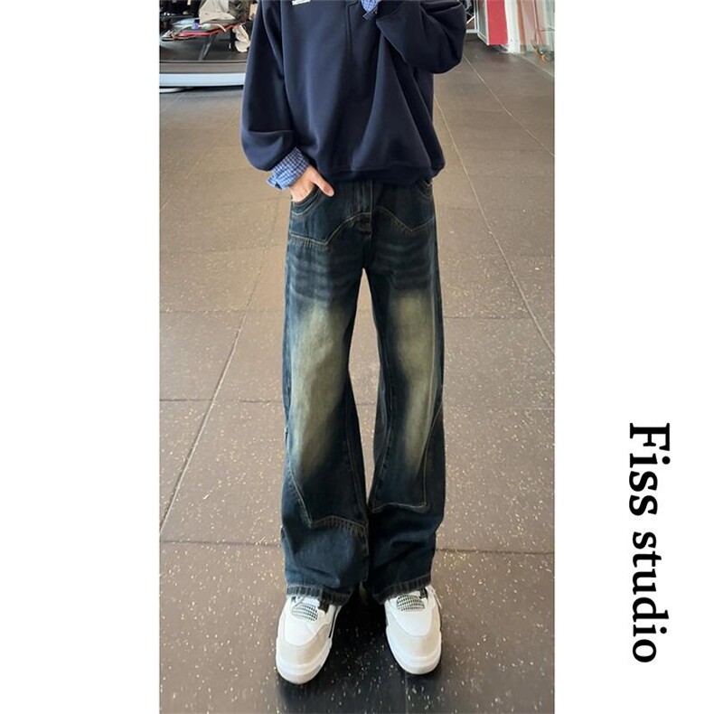1506-1/K6021/P49冬季百搭阔腿长裤蓝色潮牌高腰男女同款阔腿裤,男装休闲裤,星座1506-1