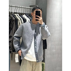 网图有货美式复古假两件针织格子开衫毛衣男女宽松外套A1076-P62，男装针织衫/毛衣，星座1505