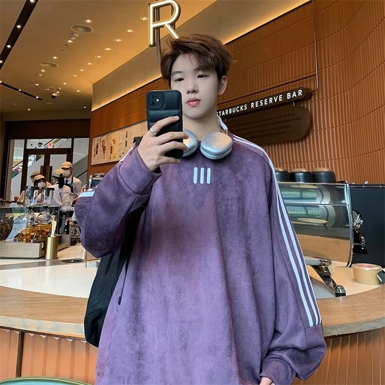 麂皮绒卫衣男潮ins港风潮流GW45P40,男装卫衣,星座1116-2