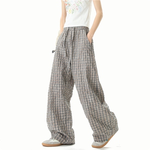 【现货】A800-特批45-控78 薄款泡泡格面料休闲裤 男女款格子裤图片