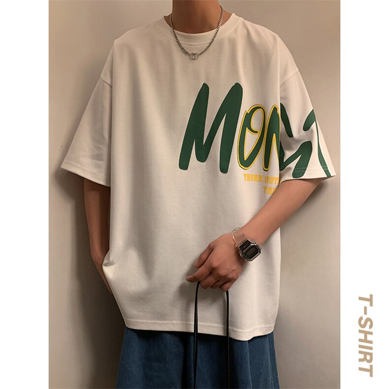 短袖男港风暖光夏季休闲百搭字母圆领T恤男上衣TC3133-P25控45,男装T恤,星座717