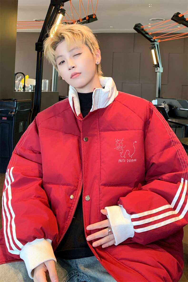 ！2025秋冬男士潮牌立领棉衣情侣卡通印花棉服外套MY203特P80,男装棉衣,电商B220