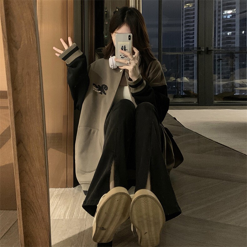C848-P100街头棒球服秋季新款夹克拼接上衣卫衣外套女学生情侣装,男装夹克,星座911-2(原星座613-2）