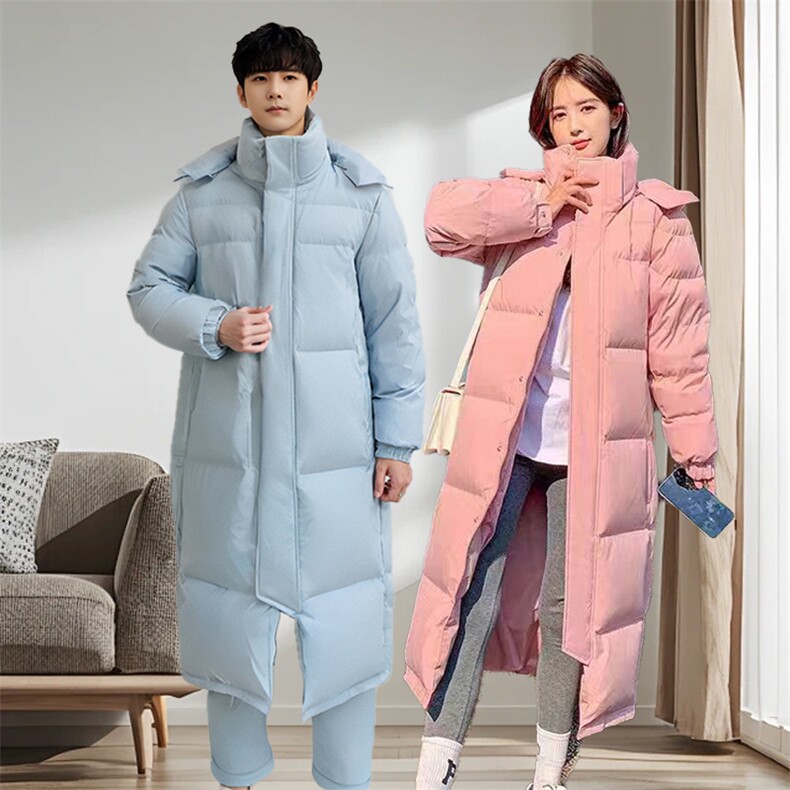 羽绒服女2026新款冬季大码超长过膝宽松中戏连帽防寒户外厚外套，女装羽绒服，灵动羽绒服工厂