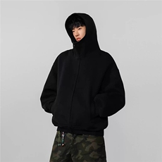 加绒加厚冬款男连帽卫衣高领开衫保暖外套WY29P52，男装棉衣，星座1013-1