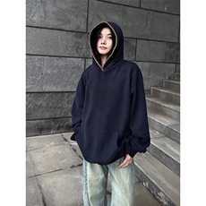 抖音得物高品质二开25秋冬美式重磅宽松纯色连帽贝壳刺绣卫衣W63，男装卫衣，电商A486-1