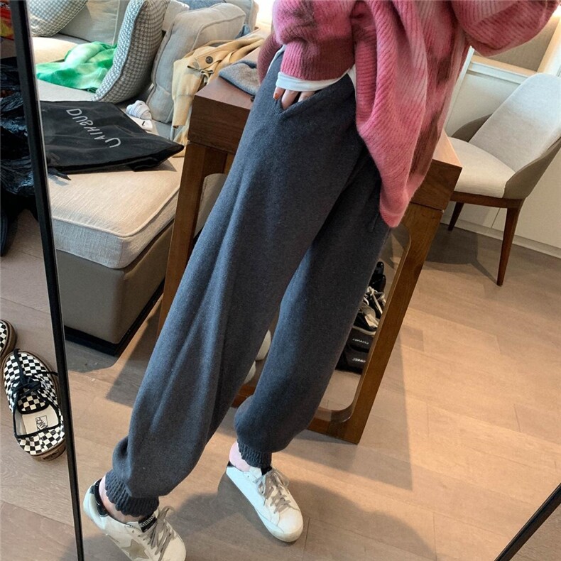 多色针织束脚裤，其它，XTZ style