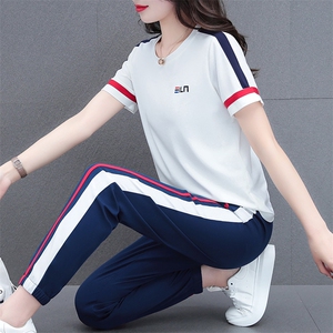 燕颉运动服套装女夏季薄款时尚宽松冰丝短袖洋气休闲两件套夏天图片