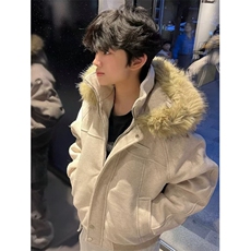 秋冬季棉袄加厚连帽棉衣棉服男麂皮毛领夹棉座山雕外套MHT281，男装棉衣，星座1116A（原606A-3）
