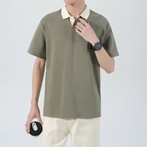 夏季拼色翻领套头短袖男士半袖POLO衫冰丝薄款T恤上衣服 A09图片