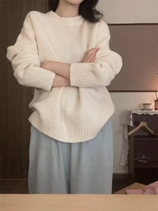 新款女装宽松百搭时尚羊毛衫羊毛保暖上衣图片