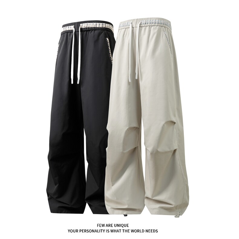 可束脚时尚格子撞色腰头宽松男士休闲裤弯刀阔腿裤K6656-特P38，男装休闲裤，电商A006