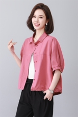 时尚宽松大码女装衬衫舒适透气百搭短袖衬衣，女装衬衫，3200格调