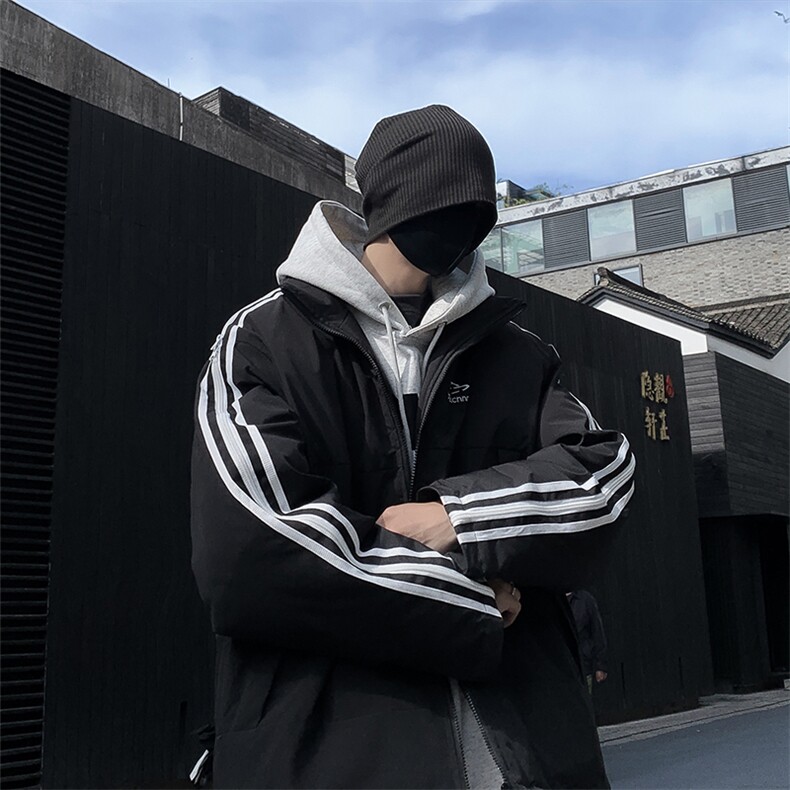 潮美式织带棉服冬季宽松加厚男女款立领上衣M065-P83,男装棉衣,星座308B-2