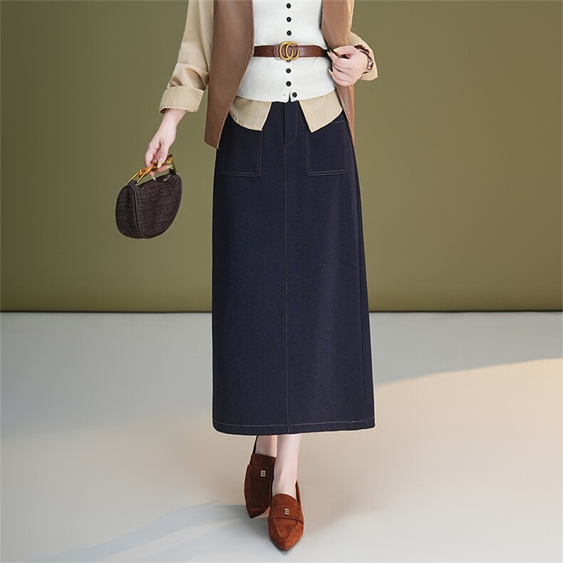 牛仔半身裙女2025秋季新款高腰包臀裙中长胖mm显瘦遮肉大码一步裙，女装半身裙，艾米