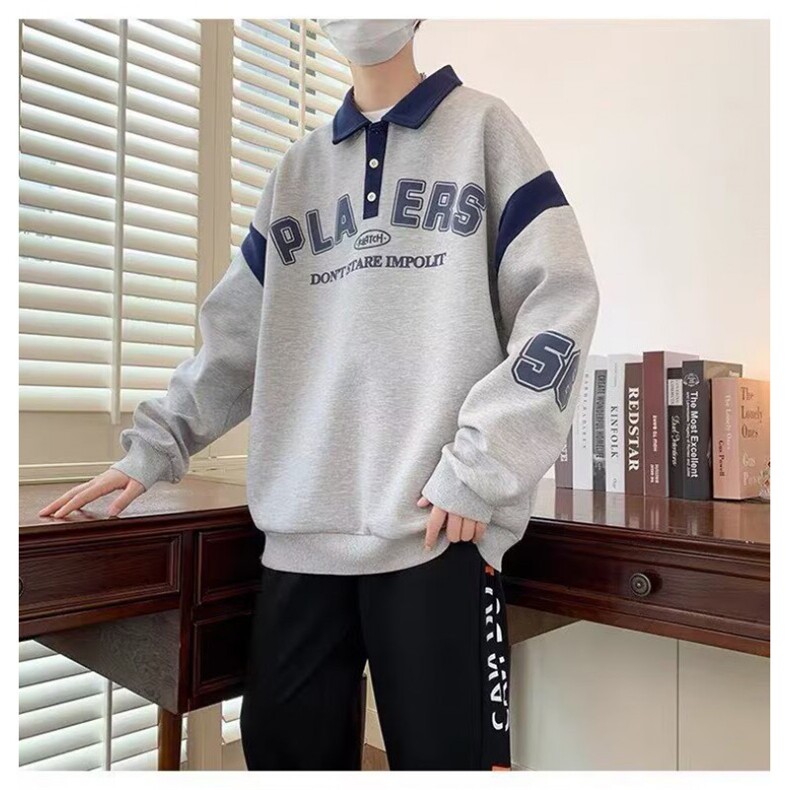 1506A/G1650/P45秋冬季新款加绒长袖卫衣男士帅气POLO衫年轻休闲,男装Polo衫,星座1506A